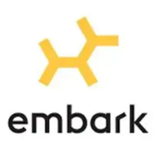 A yellow and black logo for embark